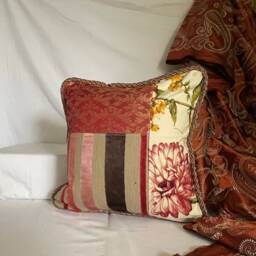 Embroidered Linen Velvet Pillow Cover Terra Cotta Floral, Designers Guild & Pierre Frey - thumbnail 3