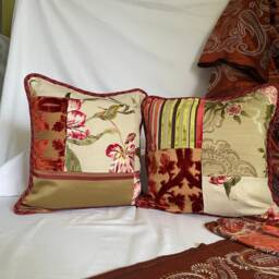 Embroidered Linen Velvet Pillow Cover Terra Cotta Floral, Designers Guild & Pierre Frey - thumbnail 4