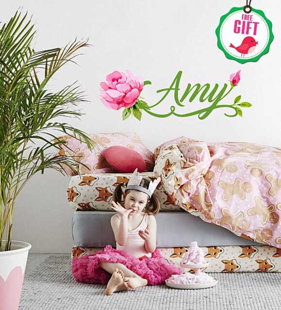 Custom Girl Name Wall Decal, Sticker For Girls Room Above The Crib, Baby Vinyl Decal Personalized Peel & Stick Floral - image 1