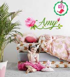 Custom Girl Name Wall Decal, Sticker For Girls Room Above The Crib, Baby Vinyl Decal Personalized Peel & Stick Floral - thumbnail 1