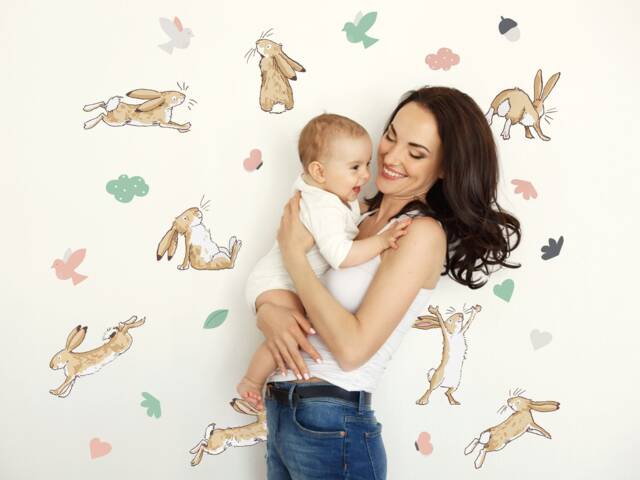 Guess How Much I Love You Wall Sticker, Pastel Hares Hare Decal, Nursery Decor - image 1