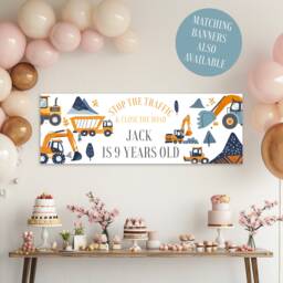 Personalised Construction Truck Welcome Board, Kids Birthday Party Sign , Event Decor, Boys, Girls, Builder, Tractors, Bulldozer Gift Home - thumbnail 2