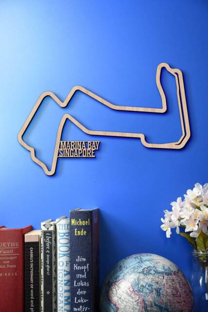 Singapore Marina Bay Race Track Wooden Wall Art - Handmade Motorsport Circuit Decor For Car Enthusiasts & Fans - image 1