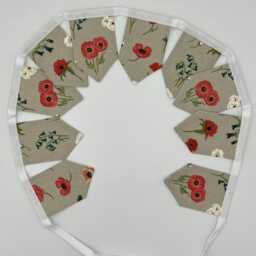 Poppy Meadow Floral Mini Bunting, Fabric Wall Hanging Decoration - thumbnail 1