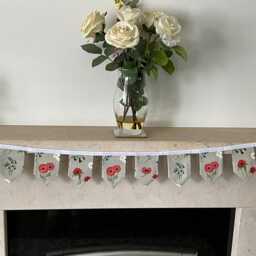 Poppy Meadow Floral Mini Bunting, Fabric Wall Hanging Decoration - thumbnail 2