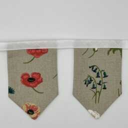 Poppy Meadow Floral Mini Bunting, Fabric Wall Hanging Decoration - thumbnail 3