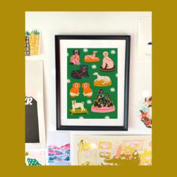 staffordshire Dog Art Print Beswick Ceramic Dogs By Kerrie Illustrates - thumbnail 3