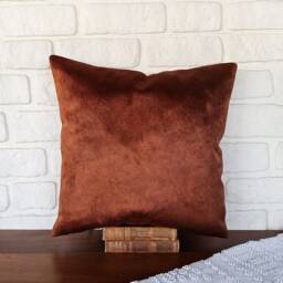 Terracotta Velvet Pillow Cover Modern Triangle Design, Minimalist Decor - thumbnail 4