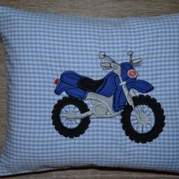 Pillow Motorcycle 30 X 25 cm, Motorcycle Pillow, Enduro Bike Children's Off-Road Machine, Name Pillow Bike, Handmade - thumbnail 3