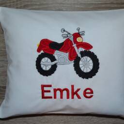 Pillow Motorcycle 30 X 25 cm, Motorcycle Pillow, Enduro Bike Children's Off-Road Machine, Name Pillow Bike, Handmade - thumbnail 2