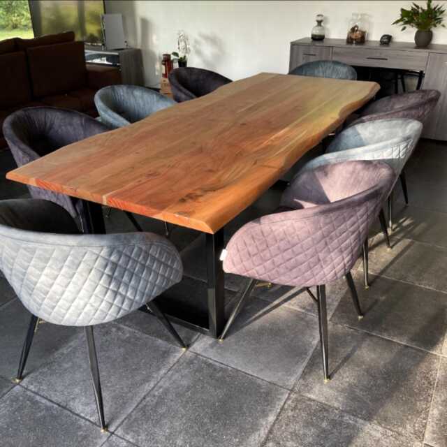 Single Vittorio Velvet Dining Chairs - Quilted Modern Accent Chair With Metal Legs - image 1