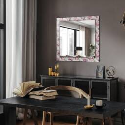 Purple Floral Patterns Mirror, Rectangular Mirror With Frame, Pink Wall Printed Decorative Bathroom - thumbnail 2