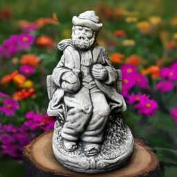 Concrete Grandpa Statue Stone Old Man Sculpture Garden Decoration Cement Elder Figure Outdoor Farmer Art Memorial Ornament - thumbnail 3