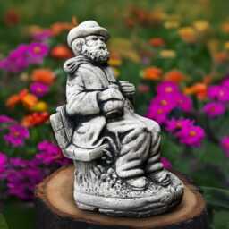 Concrete Grandpa Statue Stone Old Man Sculpture Garden Decoration Cement Elder Figure Outdoor Farmer Art Memorial Ornament - thumbnail 2
