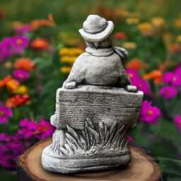 Concrete Grandpa Statue Stone Old Man Sculpture Garden Decoration Cement Elder Figure Outdoor Farmer Art Memorial Ornament - thumbnail 4