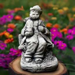 Concrete Grandpa Statue Stone Old Man Sculpture Garden Decoration Cement Elder Figure Outdoor Farmer Art Memorial Ornament - thumbnail 1