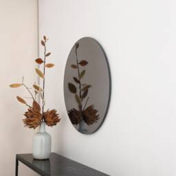 Black Tinted Contemporary Round Frameless Mirror, Minimalist Mirror - thumbnail 3