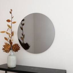 Black Tinted Contemporary Round Frameless Mirror, Minimalist Mirror - thumbnail 2