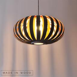 Wenge & Birch Wood Pendant Lamp - Modern Handmade Lighting - thumbnail 2