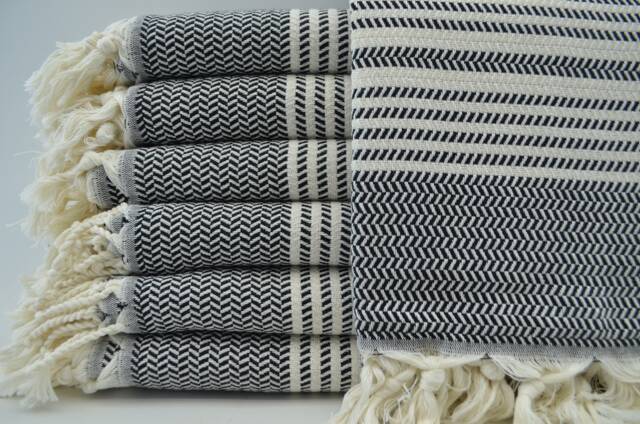 "Turkish Towel, Black Towel, Handmade Towel, Soft Towel, 40""x70" - image 1