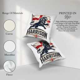 Personalised Name England Flag Cushion Lion Silhouette Football Supporter Gift St Georges Cross Sport Fan Boy Custom Bedroom Match Day Decor - thumbnail 2