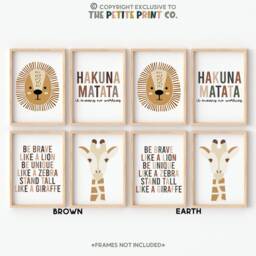 Safari Four Print Set -- Nursery, Jungle Decor, Playroom Prints, Playroom, Unframed - thumbnail 3
