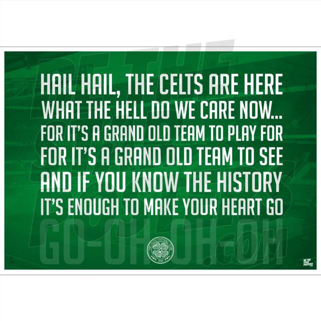 Celtic Fc Chant Poster - Officially Licensed Product A4/A3 A2 Sizes Plus Framed Option - image 1