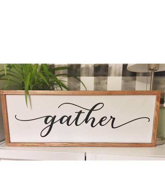 Gather Sign/Hand Crafted & Painted Farmhouse Style Wood Framed Wall Decor/ Wood - image 1
