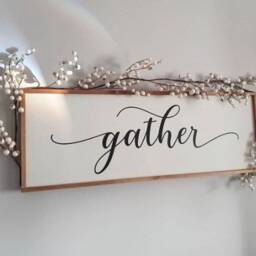 Gather Sign/Hand Crafted & Painted Farmhouse Style Wood Framed Wall Decor/ Wood - thumbnail 2