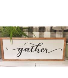 Gather Sign/Hand Crafted & Painted Farmhouse Style Wood Framed Wall Decor/ Wood - thumbnail 1