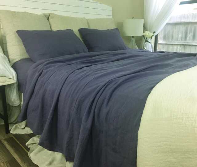 Plum Purple Linen Duvet Cover, Yarn Dyed Violet Bedding, Available in Queen, King, Twin, Full, Or Custom Size - image 1