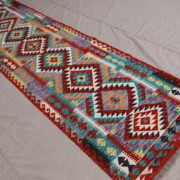 3x11 Flatweave Runner Rug, Afghan Handmade Kilim Rug, Multicolor Wool Geometric Design Turkmen Tribal Oriental Hallway - thumbnail 2