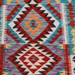 3x11 Flatweave Runner Rug, Afghan Handmade Kilim Rug, Multicolor Wool Geometric Design Turkmen Tribal Oriental Hallway - thumbnail 3