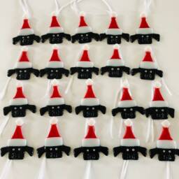 Fused Glass Dog Christmas Decoration -Fused Ornament, Dog Decoration, Santa Hat Cornish Fused Glass - thumbnail 4