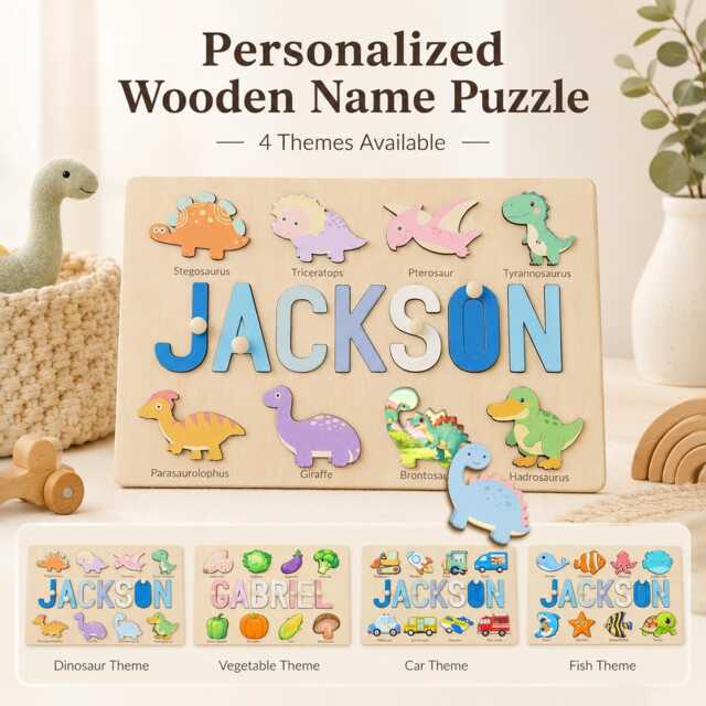 Personalized Wooden Name Puzzle - Custom Double Layer Kids Montessori Toddler Learning Toy Baby Birthday Gift - image 1