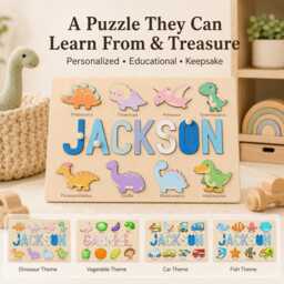 Personalized Wooden Name Puzzle - Custom Double Layer Kids Montessori Toddler Learning Toy Baby Birthday Gift - thumbnail 4