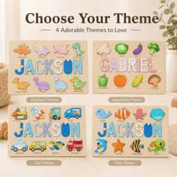 Personalized Wooden Name Puzzle - Custom Double Layer Kids Montessori Toddler Learning Toy Baby Birthday Gift - thumbnail 3