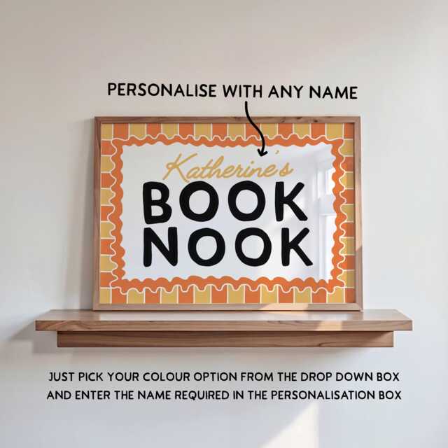 Personalised Book Nook Print, Reader Wall Art Home Decor, Bookish Prints, Custom Name Typography Poster, Reading Gift/Unframed - image 1
