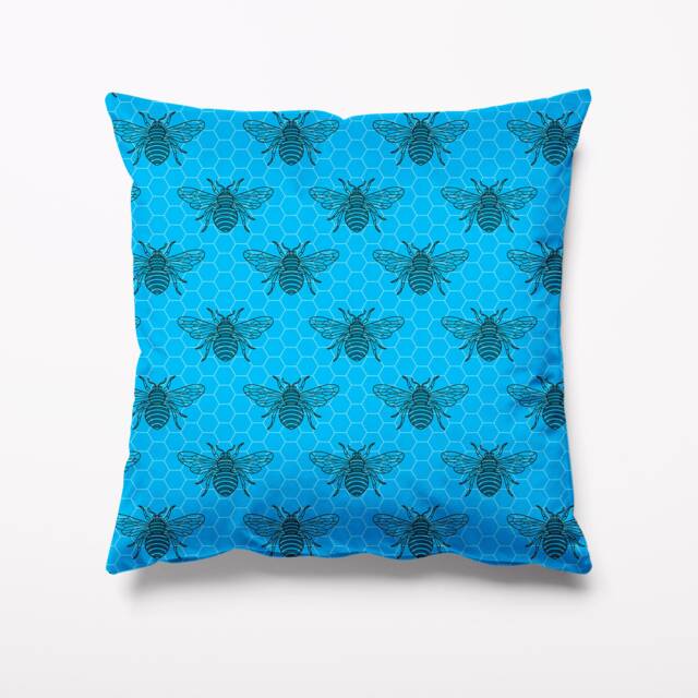 Blue Small Bee Garden Cushion - Waterproof Outdoor Water Resistant Cushions Pillows 18 - image 1