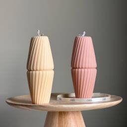 Geometric Soy Pillar Candle Sculptural Home Decor - thumbnail 1