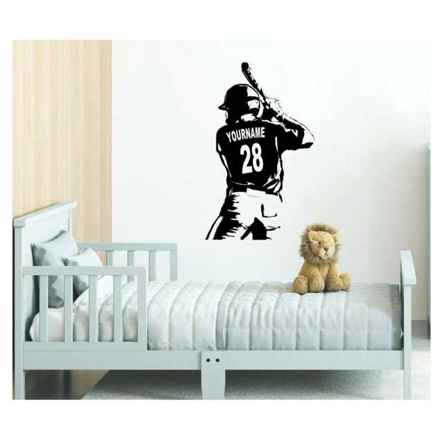 Custom Baseball Wall Decal Name & Number, Boy's Bedroom Vinyl Decor - image 1