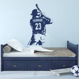 Custom Baseball Wall Decal Name & Number, Boy's Bedroom Vinyl Decor - thumbnail 3
