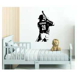 Custom Baseball Wall Decal Name & Number, Boy's Bedroom Vinyl Decor - thumbnail 1