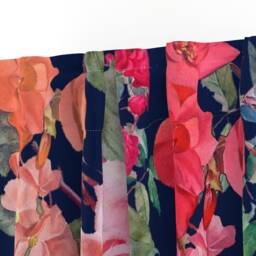 Floral Curtain Panel - Vintage Garden Roses Botanical Spring Kitchen Custom Navy - Large By Theartwerks - thumbnail 3