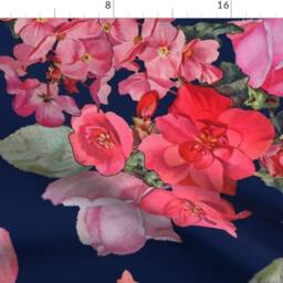 Floral Curtain Panel - Vintage Garden Roses Botanical Spring Kitchen Custom Navy - Large By Theartwerks - thumbnail 4