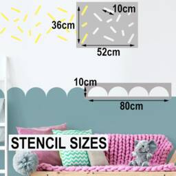 Sprinkles & Scallop Edge Stencil Kit Kids Room Wall Decor - thumbnail 2