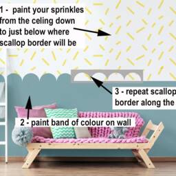 Sprinkles & Scallop Edge Stencil Kit Kids Room Wall Decor - thumbnail 3