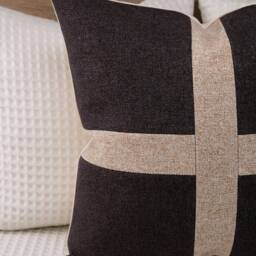 Quilted Pillow Cover, Charcoal & Tan Brown Textured Euro Sham - thumbnail 3