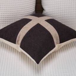 Quilted Pillow Cover, Charcoal & Tan Brown Textured Euro Sham - thumbnail 2