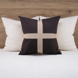 Quilted Pillow Cover, Charcoal & Tan Brown Textured Euro Sham - thumbnail 1